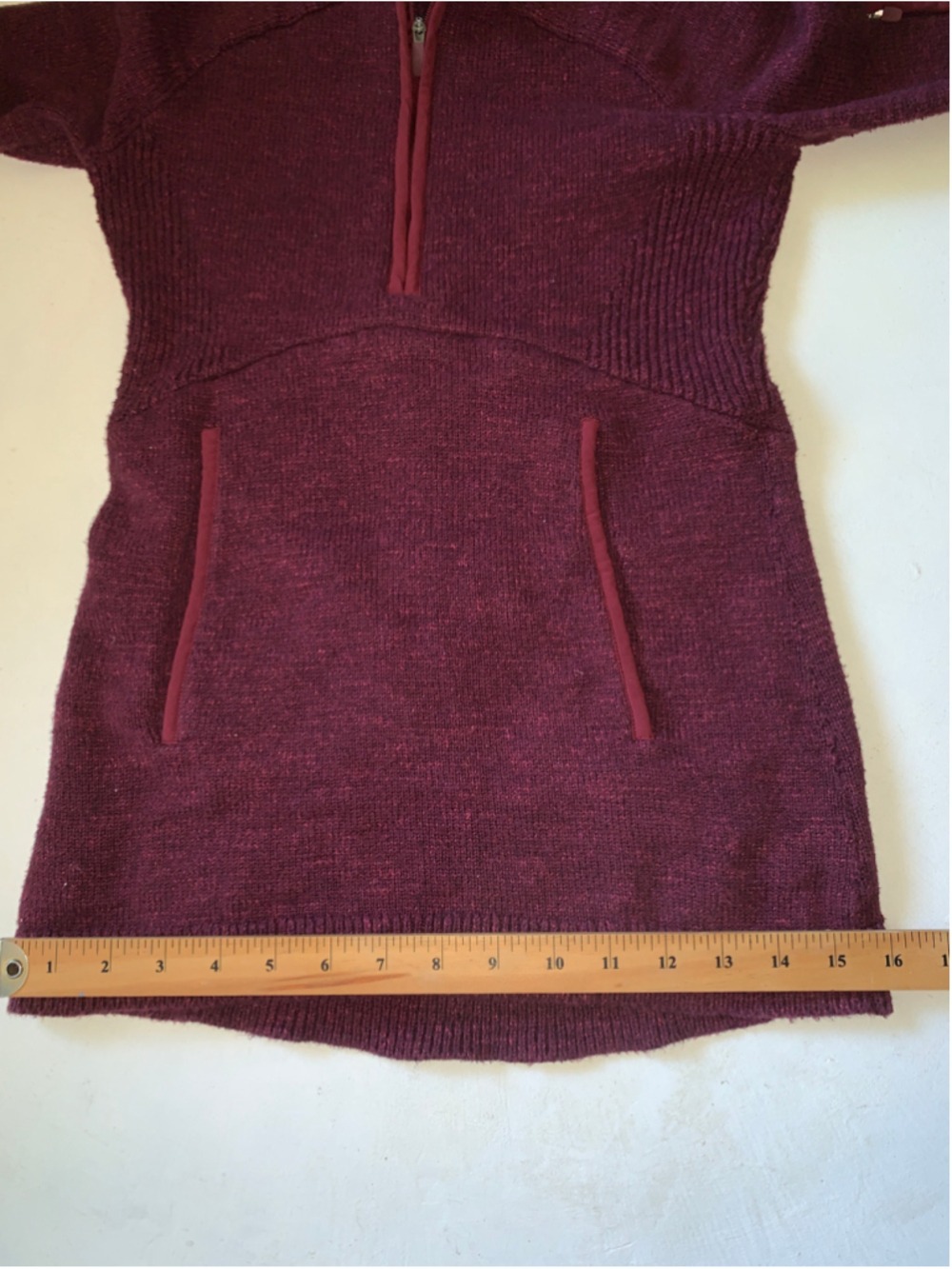 Women's lululemon summit stride Burgundy Quarter-Zip Knit Sweater, Size S - Picture 13 of 14